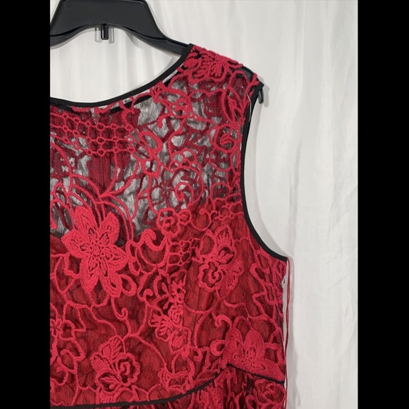 NWOT Adrianna Papell Kahlo Flare Lace Dress, 20W, Red - Picture 8 of 12